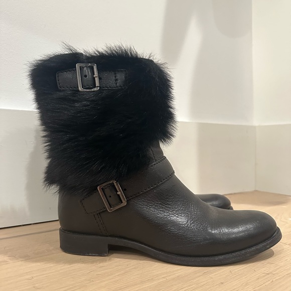 Prada Shoes - Prada women’s black leather and fur boots